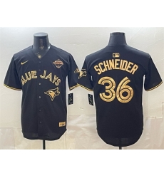 Men Toronto Blue Jays 36 Davis Schneider Black Gold 2025 American League Champions Limited Stitched Baseball Jersey Men Toronto Blue Jays 36 Davis Schneider Black Gold 2025 American League Champions Limited Stitched Baseball Jersey