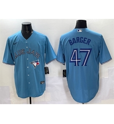 Men Toronto Blue Jays 47 Addison Barger Blue Cool Base Stitched Baseball Jersey Men Toronto Blue Jays 47 Addison Barger Blue Cool Base Stitched Baseball Jersey