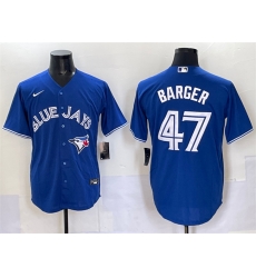 Men Toronto Blue Jays 47 Addison Barger Royal Cool Base Stitched Baseball Jersey Men Toronto Blue Jays 47 Addison Barger Royal Cool Base Stitched Baseball Jersey