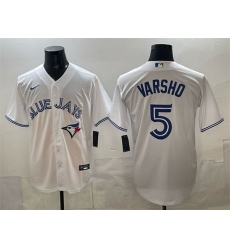 Men Toronto Blue Jays 5 Daulton Varsho White 2025 Cool Base Stitched Baseball Jersey Men Toronto Blue Jays 5 Daulton Varsho White 2025 Cool Base Stitched Baseball Jersey