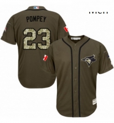 Mens Majestic Toronto Blue Jays 23 Dalton Pompey Authentic Green Salute to Service MLB Jersey