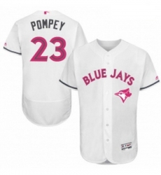 Mens Majestic Toronto Blue Jays 23 Dalton Pompey Authentic White 2016 Mothers Day Fashion Flex Base Jersey 