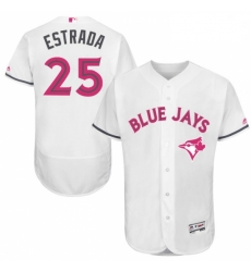 Mens Majestic Toronto Blue Jays 25 Marco Estrada Authentic White 2016 Mothers Day Fashion Flex Base Jersey 