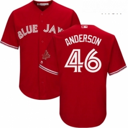 Mens Majestic Toronto Blue Jays 46 Brett Anderson Replica Scarlet Alternate Cool Base MLB Jersey 