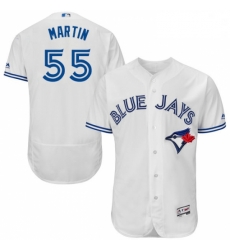 Mens Majestic Toronto Blue Jays 55 Russell Martin White Home Flex Base Authentic Collection MLB Jersey