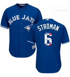 Mens Majestic Toronto Blue Jays 6 Marcus Stroman Authentic Blue Team Logo Fashion MLB Jersey