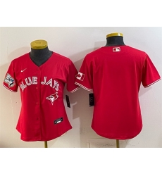 Women Toronto Blue Jays Blank Red 50 Seasons Patch Stitched Baseball Jersey Women Toronto Blue Jays Blank Red 50 Seasons Patch Stitched Baseball Jersey