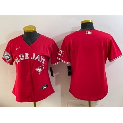 Women Toronto Blue Jays Blank Red 50 Seasons Patch Stitched Baseball Jersey