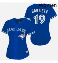 Womens Majestic Toronto Blue Jays 19 Jose Bautista Replica Blue MLB Jersey Womens Majestic Toronto Blue Jays 19 Jose Bautista Replica Blue MLB Jersey