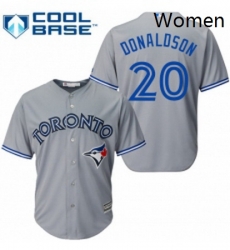 Womens Majestic Toronto Blue Jays 20 Josh Donaldson Replica Grey MLB Jersey Womens Majestic Toronto Blue Jays 20 Josh Donaldson Replica Grey MLB Jersey