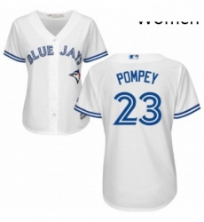 Womens Majestic Toronto Blue Jays 23 Dalton Pompey Replica White Home MLB Jersey Womens Majestic Toronto Blue Jays 23 Dalton Pompey Replica White Home MLB Jersey
