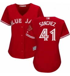 Womens Majestic Toronto Blue Jays 41 Aaron Sanchez Replica Scarlet Alternate MLB Jersey