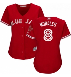 Womens Majestic Toronto Blue Jays 8 Kendrys Morales Replica Scarlet Alternate MLB Jersey