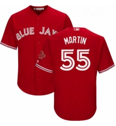 Youth Majestic Toronto Blue Jays 55 Russell Martin Replica Scarlet Alternate MLB Jersey