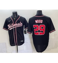 Men Washington Nationals  29 James Wood 2026 Fashion Replica Black Out Stitched Baseball Jersey