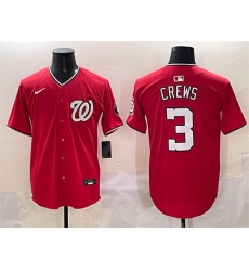 Men Washington Nationals 3 Dylan Crews Red Limited Stitched Baseball Jersey