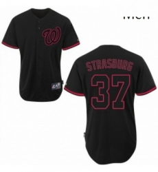 Mens Majestic Washington Nationals 37 Stephen Strasburg Replica Black Fashion MLB Jersey