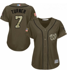 Womens Majestic Washington Nationals 7 Trea Turner Authentic Green Salute to Service MLB Jersey Womens Majestic Washington Nationals 7 Trea Turner Authentic Green Salute to Service MLB Jersey