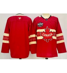 Men Canada Blank Red 2025 4 Nations Face Off Premium Stitched Jersey