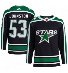 Men Dallas Stars 53 Wyatt Johnston Black 2022 23 Reverse Retro Stitched Jersey