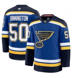 Men St  Louis Blues 50 Jordan Binnington Blue 2024 25 Home Stitched Hockey Jersey