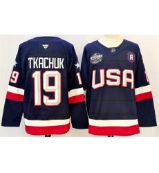 Men USA 19 Matthew Tkachuk Navy 2025 With A Patch 4 Nations Face Off Stitched Jersey Men USA 19 Matthew Tkachuk Navy 2025 With A Patch 4 Nations Face Off Stitched Jersey