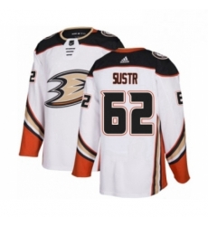 Mens Adidas Anaheim Ducks 62 Andrej Sustr Authentic White Away NHL Jersey 