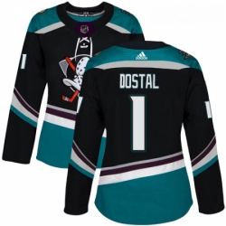 Womens Adidas Anaheim Ducks 1 Lukas Dostal Authentic Black Teal Third NHL Jersey 