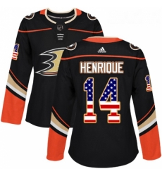Womens Adidas Anaheim Ducks 14 Adam Henrique Authentic Black USA Flag Fashion NHL Jersey Womens Adidas Anaheim Ducks 14 Adam Henrique Authentic Black USA Flag Fashion NHL Jersey