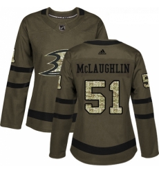 Womens Adidas Anaheim Ducks 51 Blake McLaughlin Authentic Green Salute to Service NHL Jersey 