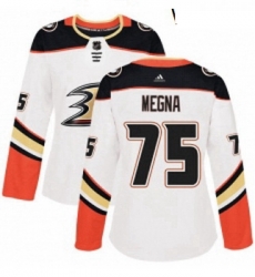 Womens Adidas Anaheim Ducks 75 Jaycob Megna Authentic White Away NHL Jersey Womens Adidas Anaheim Ducks 75 Jaycob Megna Authentic White Away NHL Jersey