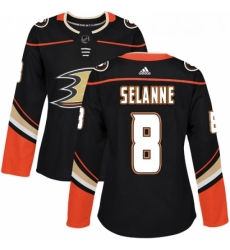 Womens Adidas Anaheim Ducks 8 Teemu Selanne Authentic Black Home NHL Jersey 