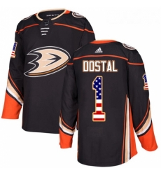 Youth Adidas Anaheim Ducks 1 Lukas Dostal Authentic Black USA Flag Fashion NHL Jersey 