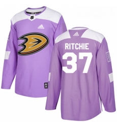 Youth Adidas Anaheim Ducks 37 Nick Ritchie Authentic Purple Fights Cancer Practice NHL Jersey 