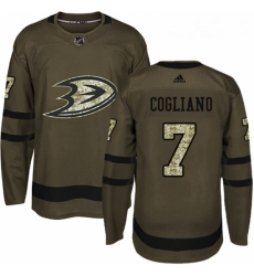 Youth Adidas Anaheim Ducks 7 Andrew Cogliano Premier Green Salute to Service NHL Jersey 