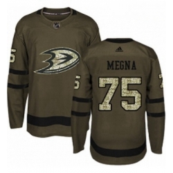 Youth Adidas Anaheim Ducks 75 Jaycob Megna Authentic Green Salute to Service NHL Jersey 