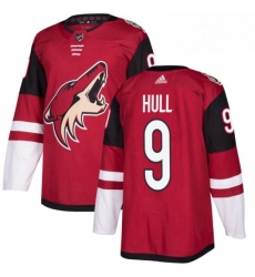 Mens Adidas Arizona Coyotes 9 Bobby Hull Premier Burgundy Red Home NHL Jersey 