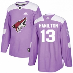 Youth Adidas Arizona Coyotes 13 Freddie Hamilton Authentic Purple Fights Cancer Practice NHL Jersey 