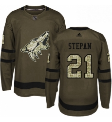 Youth Adidas Arizona Coyotes 21 Derek Stepan Premier Green Salute to Service NHL Jersey 