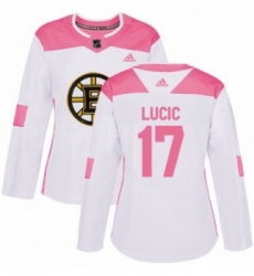 Womens Adidas Boston Bruins 17 Milan Lucic Authentic WhitePink Fashion NHL Jersey Womens Adidas Boston Bruins 17 Milan Lucic Authentic WhitePink Fashion NHL Jersey