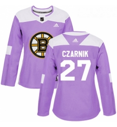 Womens Adidas Boston Bruins 27 Austin Czarnik Authentic Purple Fights Cancer Practice NHL Jersey Womens Adidas Boston Bruins 27 Austin Czarnik Authentic Purple Fights Cancer Practice NHL Jersey