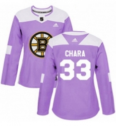 Womens Adidas Boston Bruins 33 Zdeno Chara Authentic Purple Fights Cancer Practice NHL Jersey Womens Adidas Boston Bruins 33 Zdeno Chara Authentic Purple Fights Cancer Practice NHL Jersey