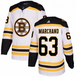 Womens Adidas Boston Bruins 63 Brad Marchand Authentic White Away NHL Jersey 
