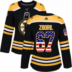 Womens Adidas Boston Bruins 67 Jakub Zboril Authentic Black USA Flag Fashion NHL Jersey 