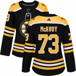 Womens Adidas Boston Bruins 73 Charlie McAvoy Premier Black Home NHL Jersey 