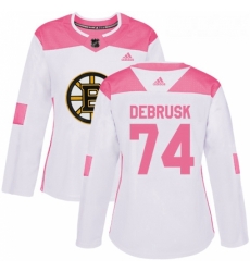 Womens Adidas Boston Bruins 74 Jake DeBrusk Authentic WhitePink Fashion NHL Jersey Womens Adidas Boston Bruins 74 Jake DeBrusk Authentic WhitePink Fashion NHL Jersey