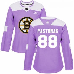 Womens Adidas Boston Bruins 88 David Pastrnak Authentic Purple Fights Cancer Practice NHL Jersey 