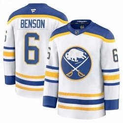 Men Buffalo Sabres  6 Zach Benson White Stitched Hockey Jersey