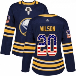 Womens Adidas Buffalo Sabres 20 Scott Wilson Authentic Navy Blue USA Flag Fashion NHL Jersey 