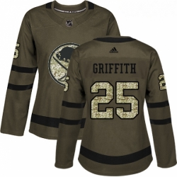 Womens Adidas Buffalo Sabres 25 Seth Griffith Authentic Green Salute to Service NHL Jersey 